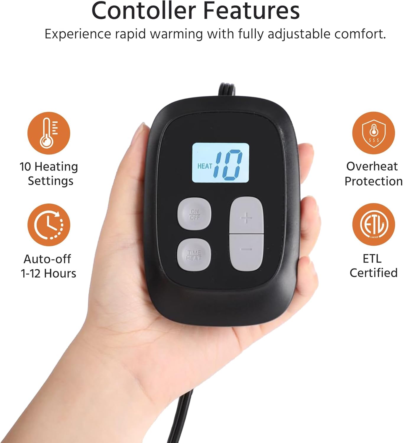 Electric Heated Blanket Full Size 72x84 Inch - Super Soft Flannel, 10 Heat Settings, 1-12H Auto Shut Off, Machine Washable, Easy Controller, Perfect for Winter Warmth - Wine Red - Image 5