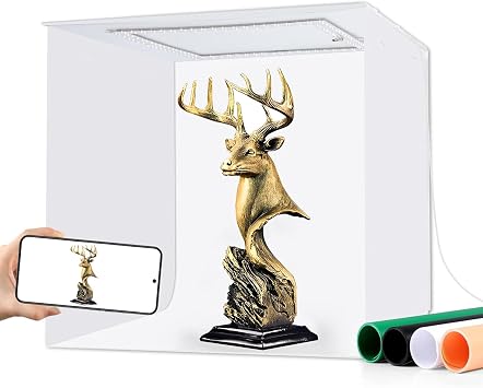 Photo Light Box, Mini Photo Studio Light Box, 12"x12" Portable Folding Photography Light Tent kit with CRI >97 144 LED Light 3600lm 5500k & 4 Backdrops for Jewelry/Watches/Small Size Products