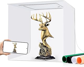Photo Light Box, Mini Photo Studio Light Box, 12"x12" Portable Folding Photography Light Tent kit with CRI >97 144 LED Light 3600lm 5500k & 4 Backdrops for Jewelry/Watches/Small Size Products