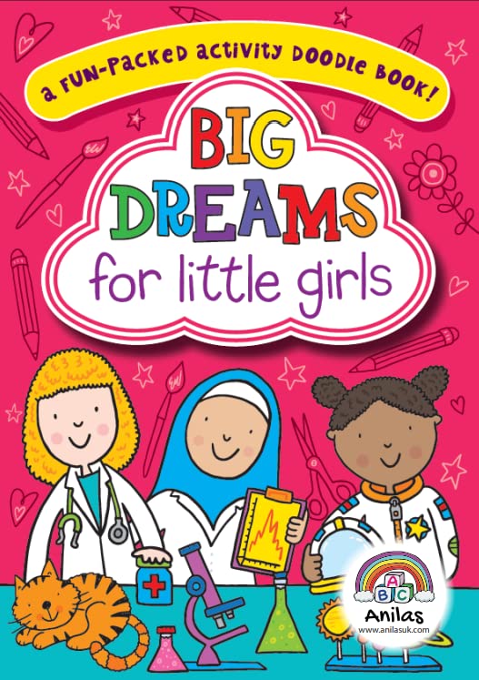 Anilas Set of 2 Funny Faces Sticker Book & Big Dreams for Little Girls Activity Book Ideal for Children Aged 3-8 - Image 3