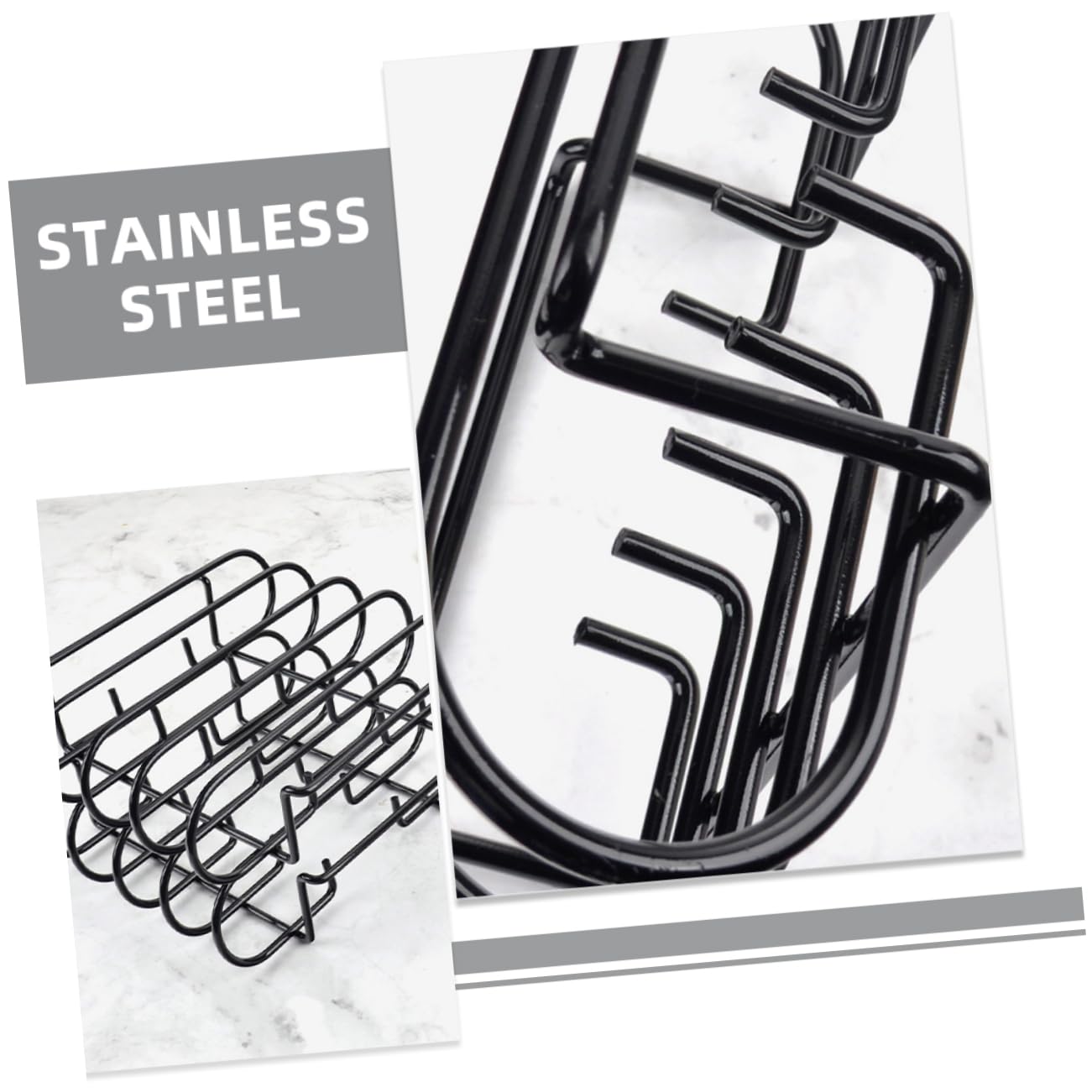 BESPORTBLE Supporto per Arrosto in Acciaio Inox Nero, Griglia Portatile Compatta e Resistente per Carne e Manzo, per Barbecue in Giardino o Campeggio