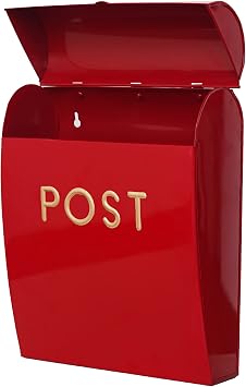 Assorted Collections Red Post Box Wall Mounted Letterbox with Easy Access No Lock for Outdoor Use - Weatherproof And Durable Mailbox Easy Installation, Strong Construction Large