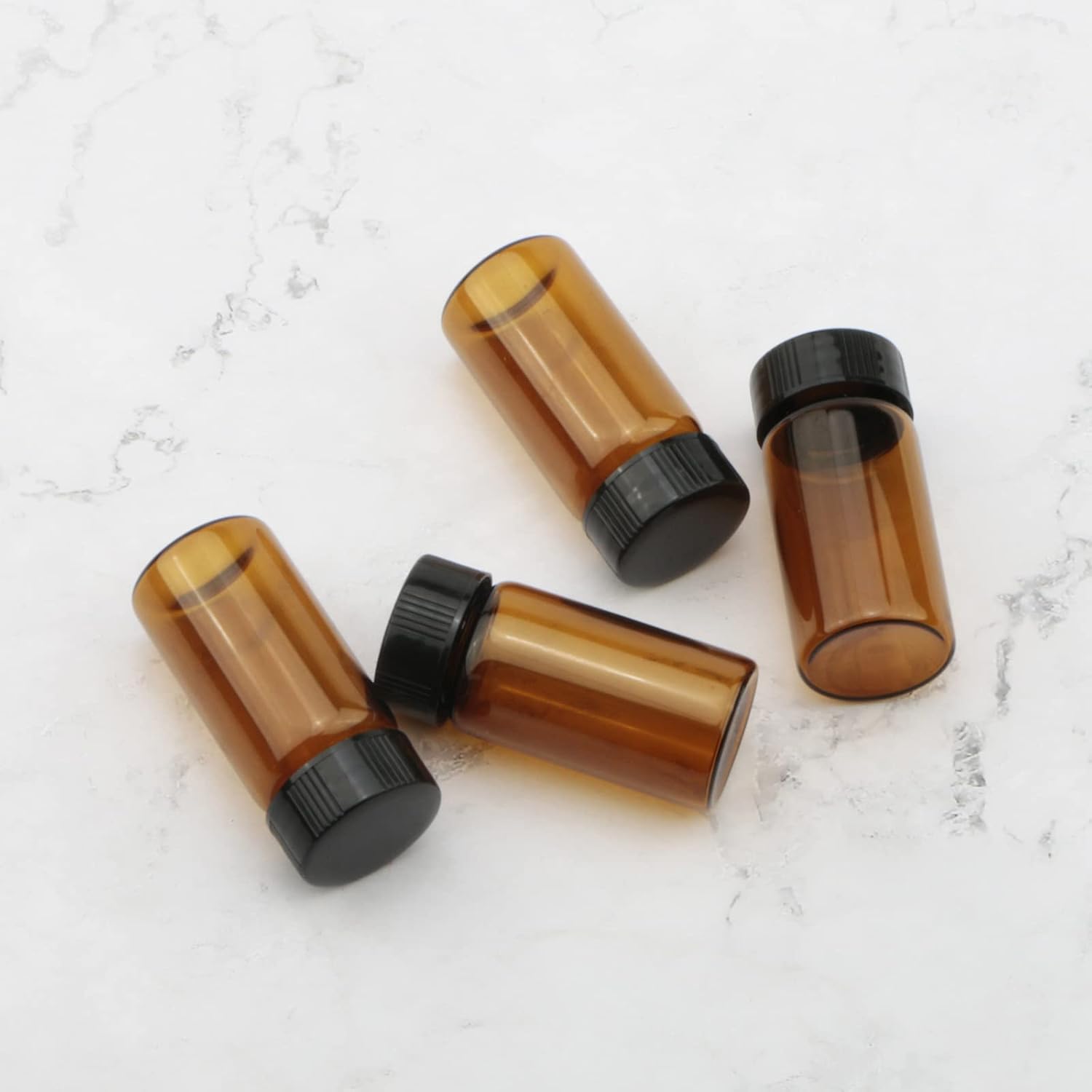 Pxyelec 20 Pack Set 20 ML Brown Screw Cap Glass Bottle for Essential Oils Perfumes and Oil Blends Comes with Red Handwritten Sticker Paper - Image 4