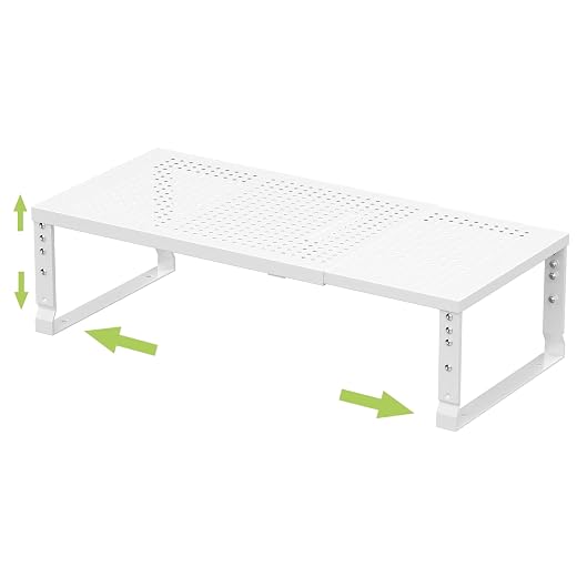 Expandable Adjustable Stackable Kitchen Organizer, Spice Rack,Metal Pantry Storage Shelves Rack,Counter Shelf for Cabinets, Countertop, Cupboard(1 Pack/Large/White)