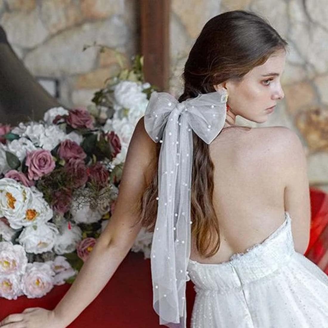 Velo Sposa Con Perle - Accessorio Capelli Elegante Per Matrimonio E Addio Al Nubilato - Foto 8