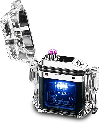 BABOBIU Encendedor eléctrico de arco de plasma, sin llama, resistente al viento, portátil, impermeable para exteriores, senderismo, aventura (negro)