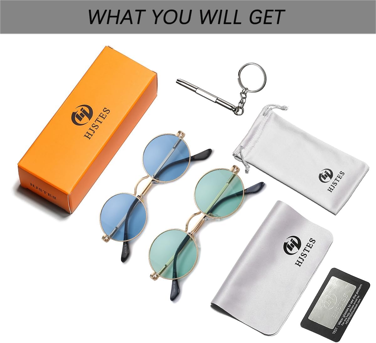 HJSTES Polarized Round Sunglasses Womens Men Retro Hippie Glasses Small Circle Sunnies - Image 6