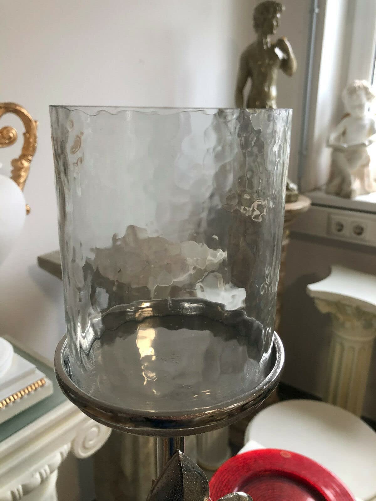 Kerzenständer Kerzenhalter Set 41u. 46 cm Glas Silber Alu französisch Lilie