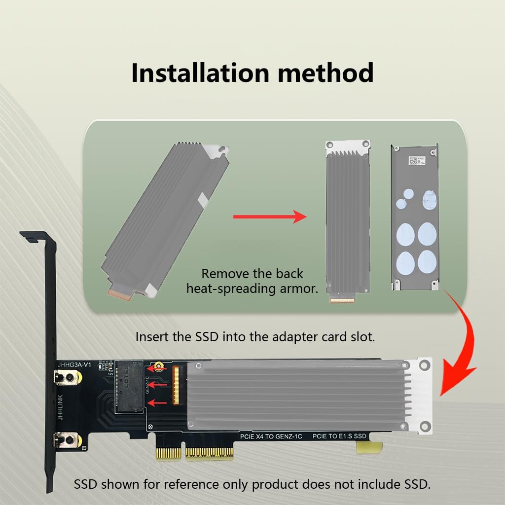 JMT PCIe5.0 X4 to GENZ-1C Adapter E1.S SSD Converter Support PCIE X16 X8 X4 (PCB Board)
