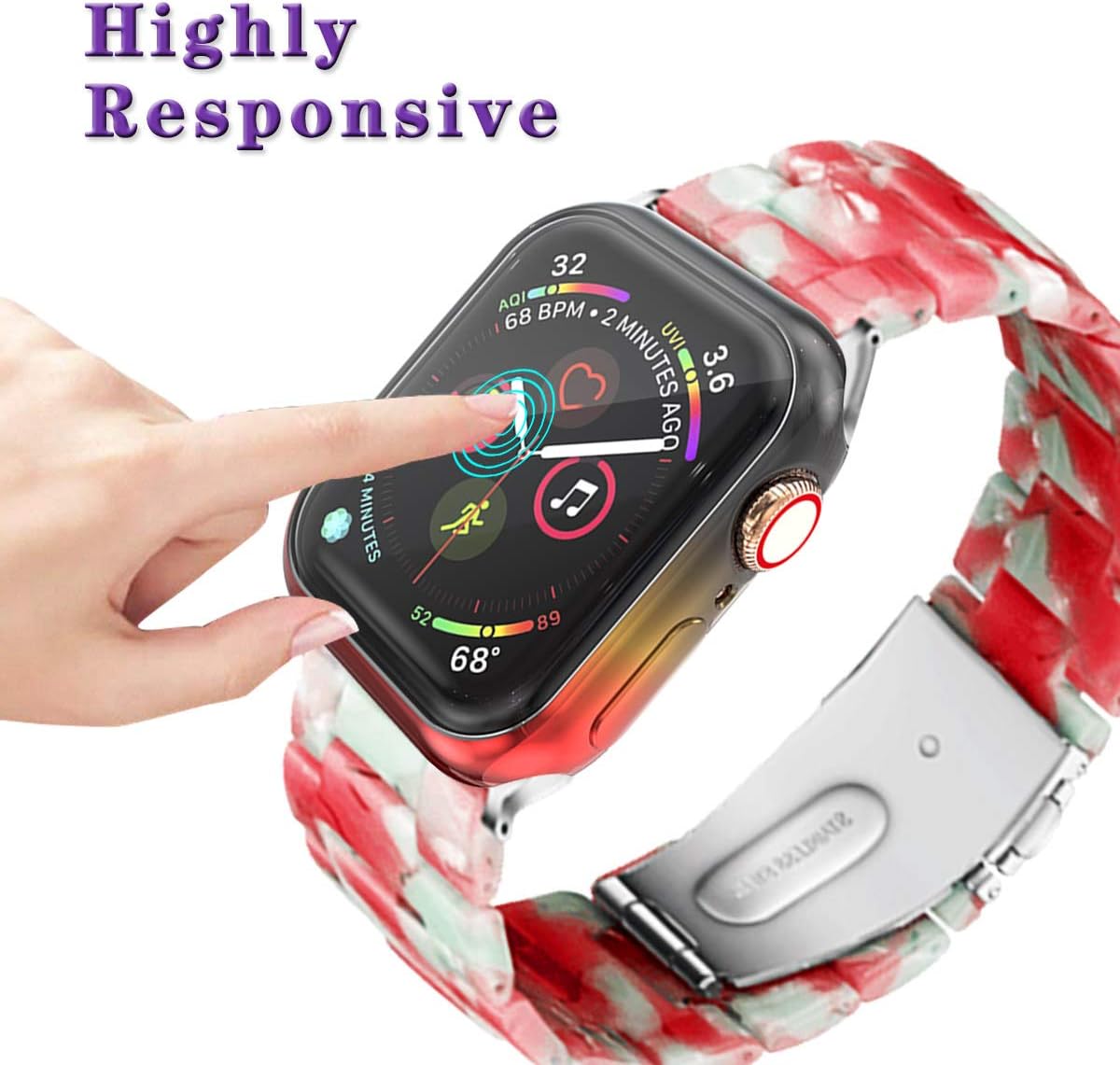 Compatible with Apple Watch Series 6 5 4 SE 44mm Case with Screen Protector, 3 Pack Soft TPU Overall Protective Cover for iwatch Women Accessories