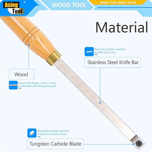 Miniatura 3 de Herramientas de torneado de madera, barra de herramientas de cincel de torno con punta de carburo más áspera de 19.68 pulgadas con borde recto de