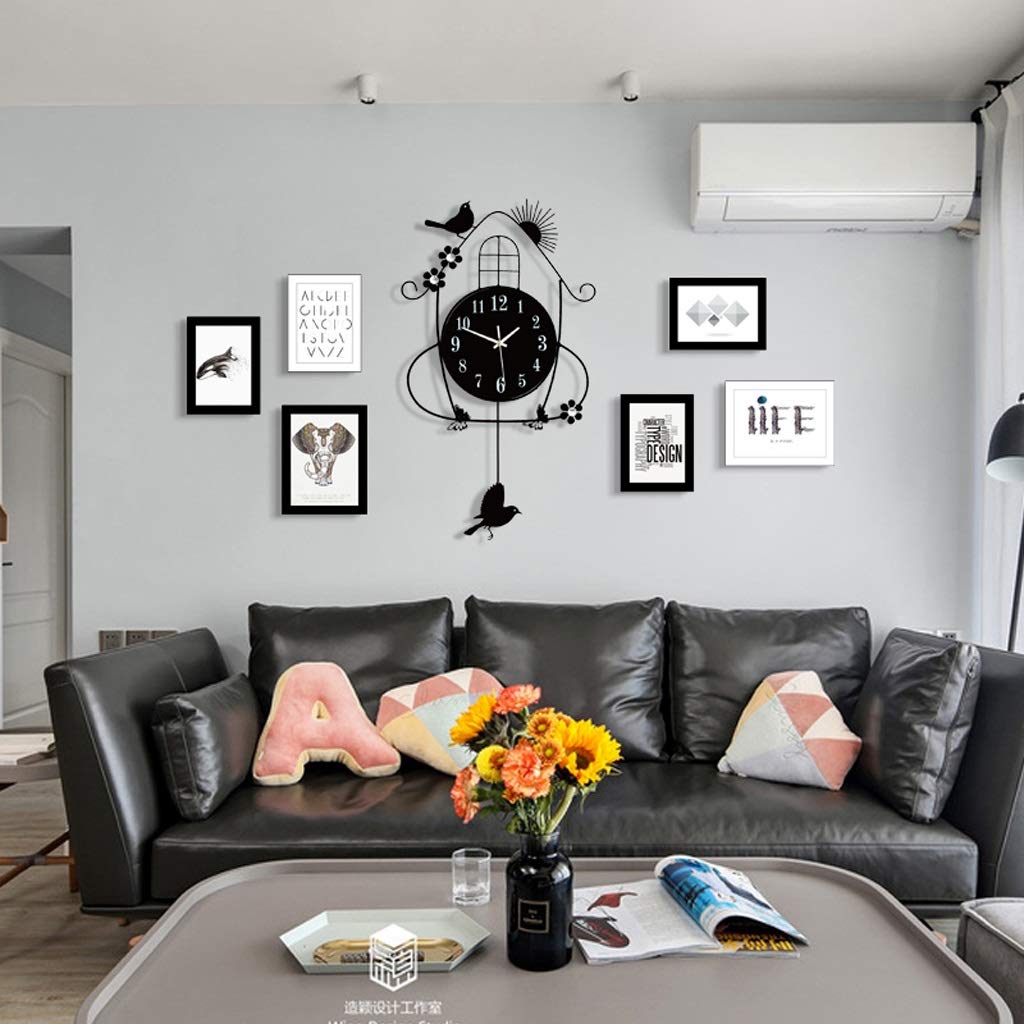Lot de 6 cadres photo muraux avec horloge pour collage et décoration