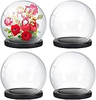 Tuanse 4-Pack Glass Dome Display Cases with Black Wood Base - DIY Showcase Globes for Crafts, Weddings & Keepsakes