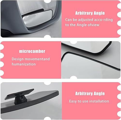 Miniatura 3 de Pack-2 HD - Espejo de visión convexo de gran angular, 3.74 x 1.41 pulgadas, rectangular, curvado, para punto ciego, herramienta de ayuda de