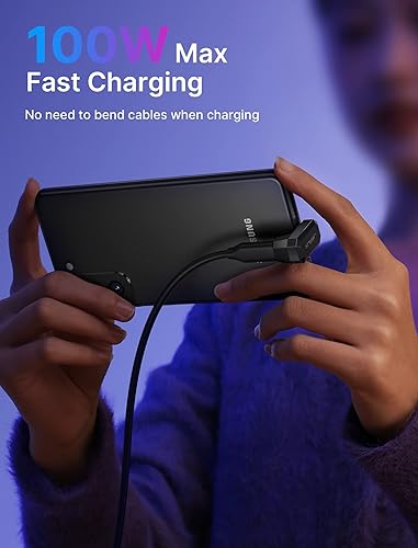 Miniatura 3 de JSAUX Paquete de 2 adaptadores USB-C a USB de 180, ángulo de 180 grados USB-C macho a USB-C hembra USB-C 3.1PD 100 W y adaptador tipo C macho a