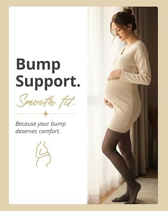 MeMoi Maternity Sheer Pantyhose for Women, 12 Denier Pregnancy Hosiery