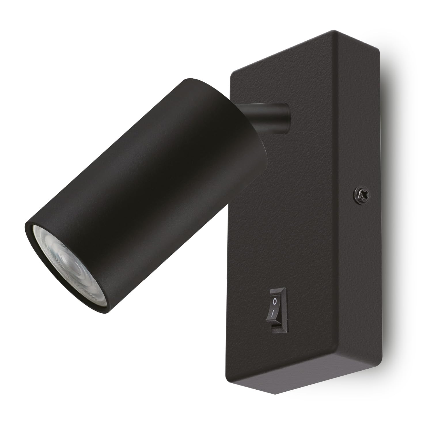 Maclean Black Wall Lamp, Spot, Round, Gu10, With Switch 55X90mm, Color, Mce369 B + Led Bulb Gu10 7W Energy Mce437 Ww Warm White 3000K, 220-240V~, 50/60Hz, 490 Lumens