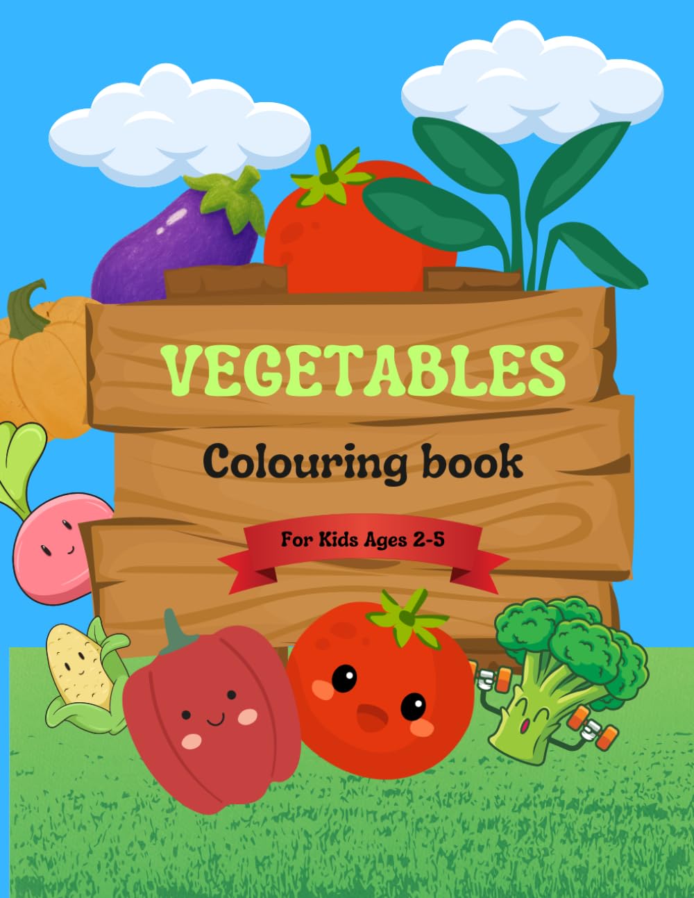 Fun vegetable colouring book for kids