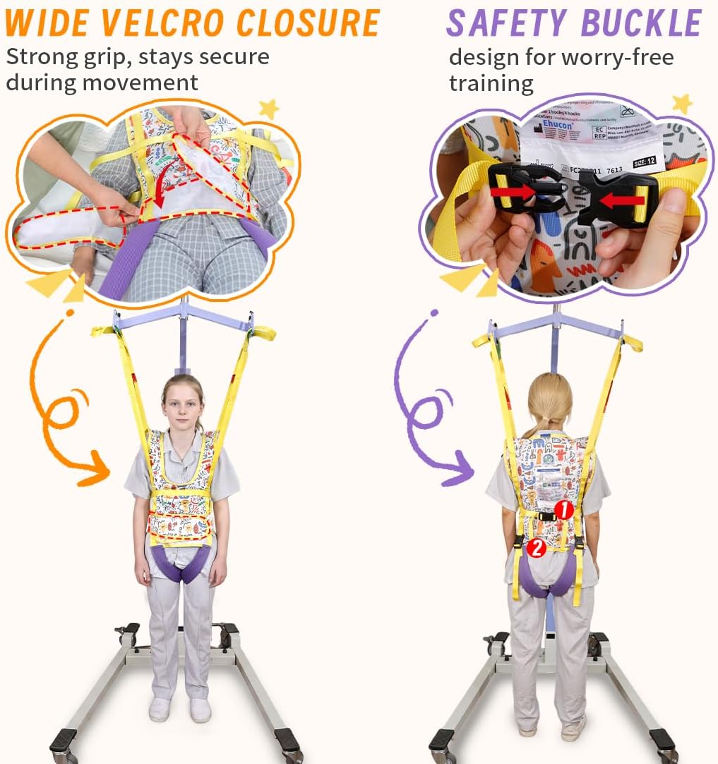 EZ Assistive Children Patient Lift Sling, Printed Divided Leg Transfer Sling for Kids, Comfortable Medical Lift Sling for Home Use, Toileting & Transfer Support for Disabled and Bedridden Children