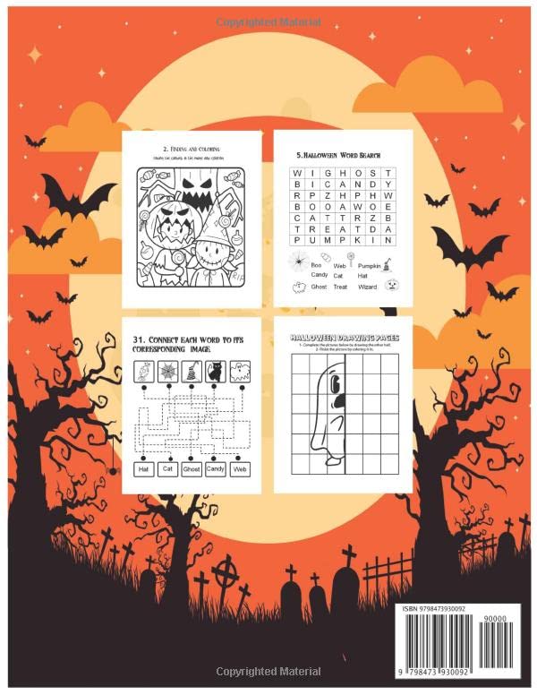 Halloween Activity Book for Kids Ages 4-8 year: Over 50 games Halloween Activities Book I 3-5, 4-6 , 6- 8 I : Word Search, Connect the dots, Finding ... & More ~ Gift for ... and Elementary School image 3