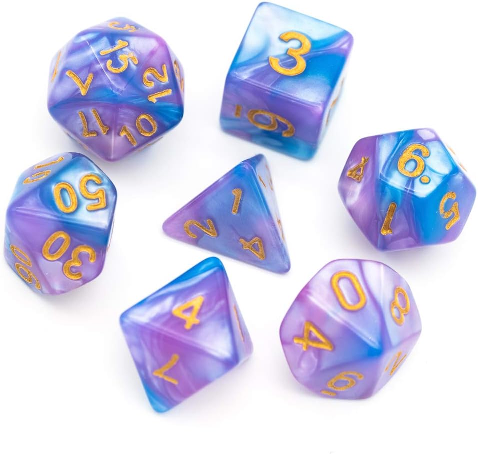 DND Dice Set RPG Polyhedral Dice Fit Dungeons and Dragons(D&D) Pathfinder (Purple &Blue)