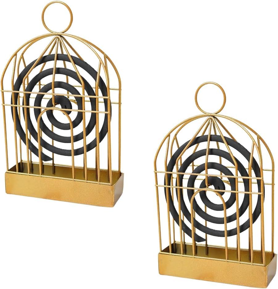 THE BLP Coil Insense Burner Mosquito Coils Holder Full Metal Triangular Hanging Coil Tray Ash Catcher Storage Bracket Coil Vertical Stand Support Base for Indoor Outdoor Camping (Golden - Pack of 2) (B0D8F1ZY87) Amazon Price History, Amazon Price Tracker