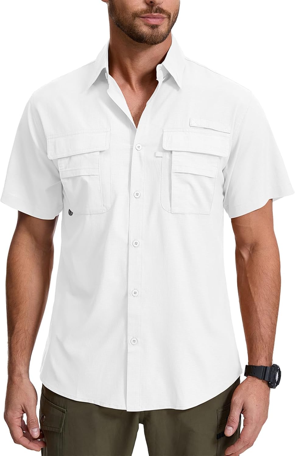 Men's Fishing Shirts Short Sleeve Safari Shirts Sun Protection Quick Dry Outdoor Hiking Travel Clothes