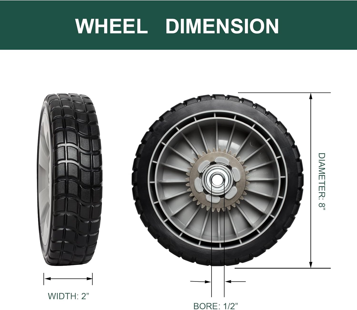 (4 Pack) Lawn Mower Wheels Kit Compatible with Honda HRR216 HRS216 HRT216 Walk Behind Lawn Mower - 2 Rear Wheels Replaces 42710-VE2-M02ZE + 2 Front Wheels Replace for 44710-VL0-L02ZB