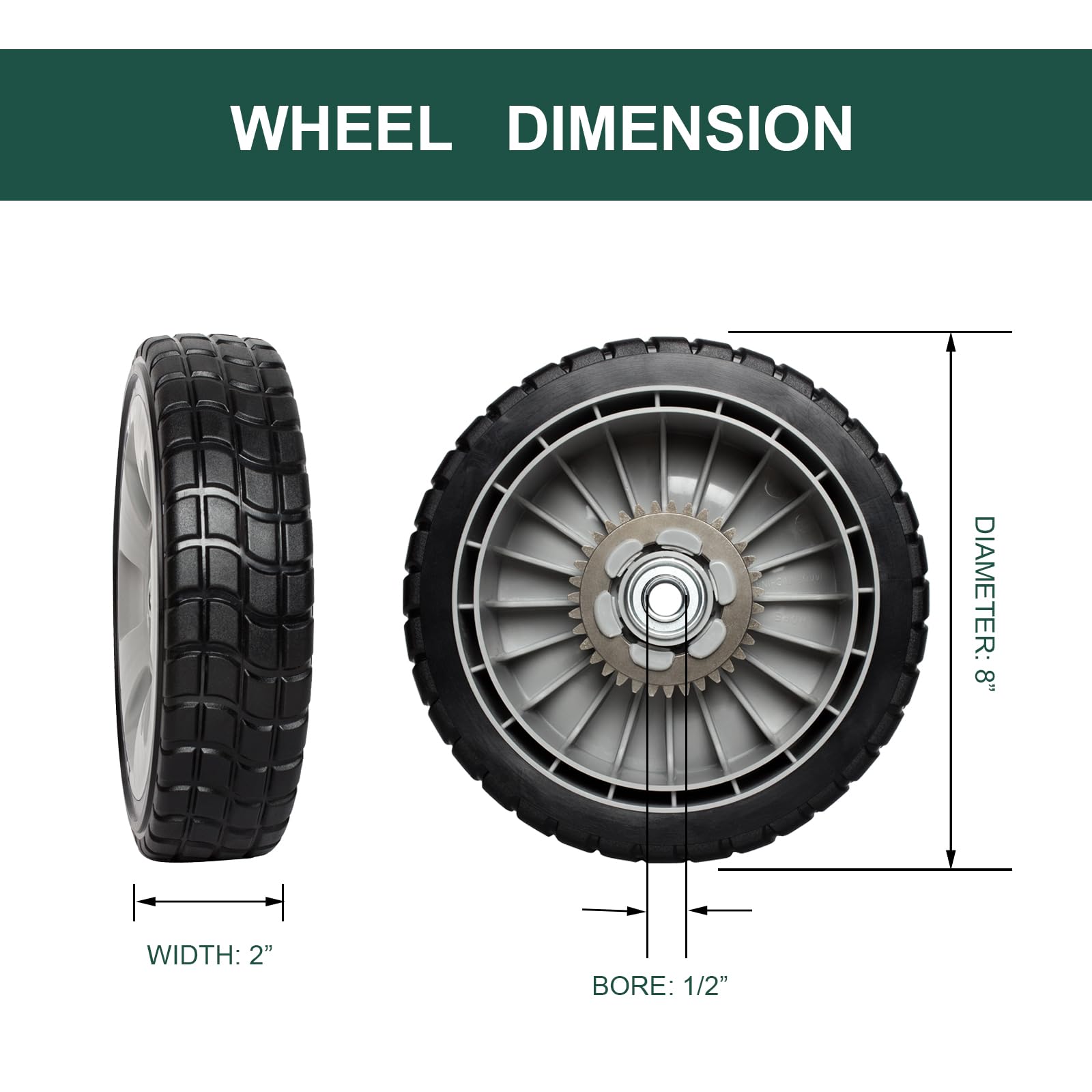 42710-VE2-M02ZE Ruedas traseras para cortacésped, paquete de 2