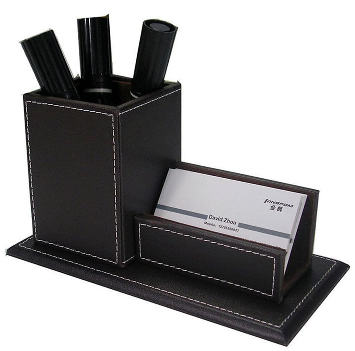 KINGFOM 7pcs Büro Schreibtisch Set - Schreibtisch Organisator, Schubladenbox, Schreibunterlage, Kosmetiktücherbox, Zeitschriftensammler Halter, Stifthalter mit Visitenkartenhalter und Zettelbox