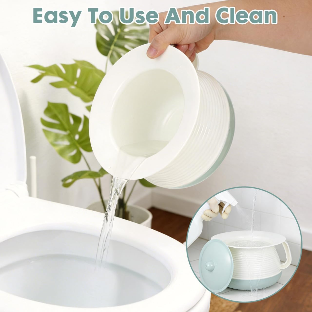 Bed Pan with Lid and Handle Portable Urinal Pot for Adults Elderly Pregnant Women and Children Easy- Pot for Bedroom Travel Camping 8.07 X 8.07 X 5.31 in