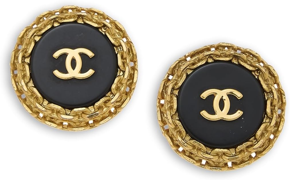 What Goes Around Comes Around Women's Pre-Loved Chanel Black Gold CC In Chain Link Earrings, Black, One Size