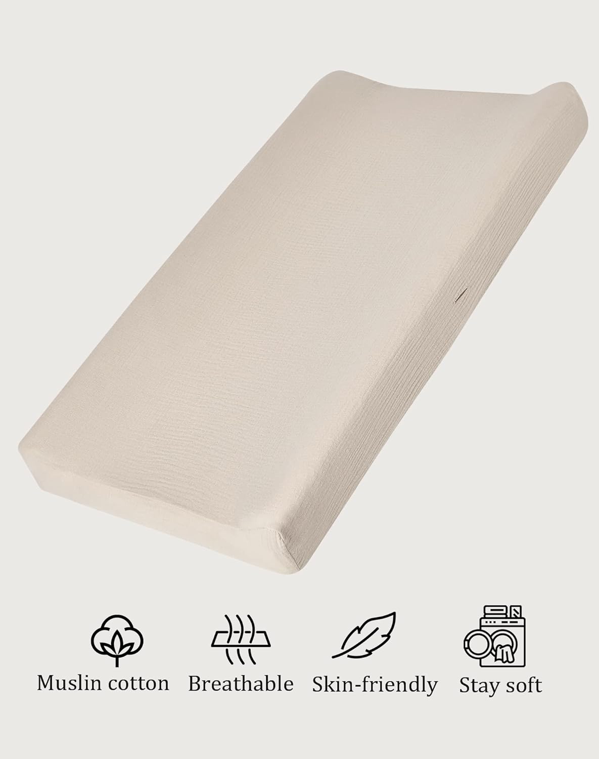 Muslin Changing Pad Cover + Nursing Pillow for Baby Boys Girls, Ultra Soft Breathable Diaper Changing Table Pad Cover, Neutral Fitted Changing Pad Sheets