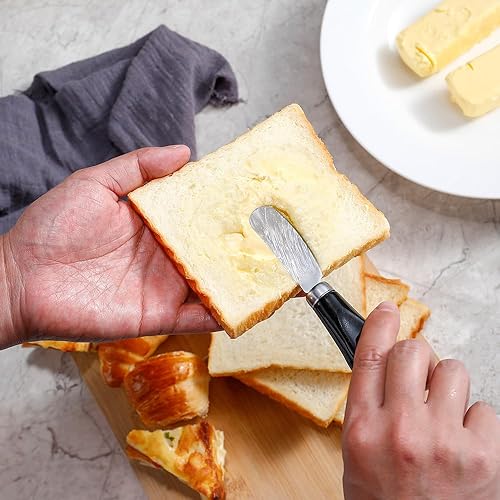Miniatura 17 de AISBUGUR Paquete de 2 cuchillos esparcidores de mantequilla de acero inoxidable, cuchillo de mantequilla con mango de porcelana blanca, cuchillos