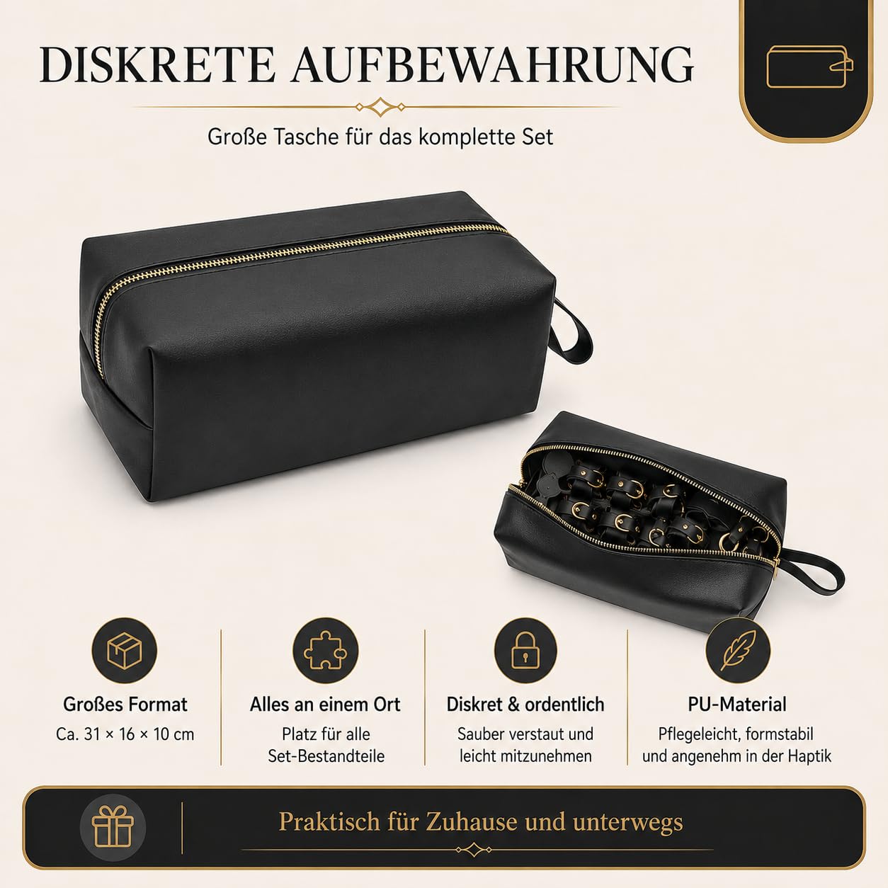 BDSM Set mit Augenbinde, Ballknebel, Fesseln, Halsband und Leine(Schwarz)