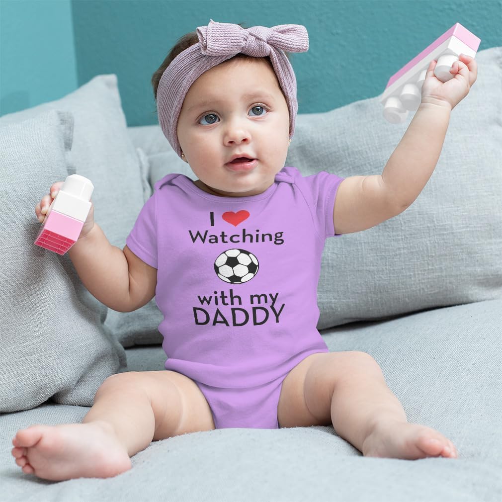 Cute Rascals Custom Baby Bodysuit I Love Watching Soccer with My Daddy Soccer Boy & Girl Baby Clothes