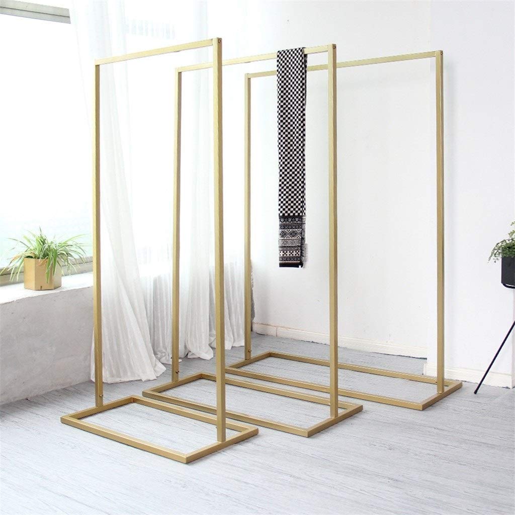Wieszak na ubrania Prostota, metalowy wieszak na ubrania butikowy wieszak na ubrania dla dziewczynek hotel otwarty wieszak na ubrania do łączenia (kolor: złoty, rozmiar: 160 x 120 cm)
