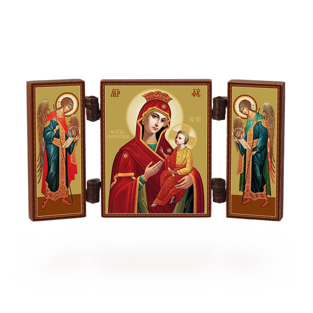 Nklaus Mother Of God Quick Hearing - Christian Icon Triptych - Skoroposlushnica - Travelling Altar Wood 36171