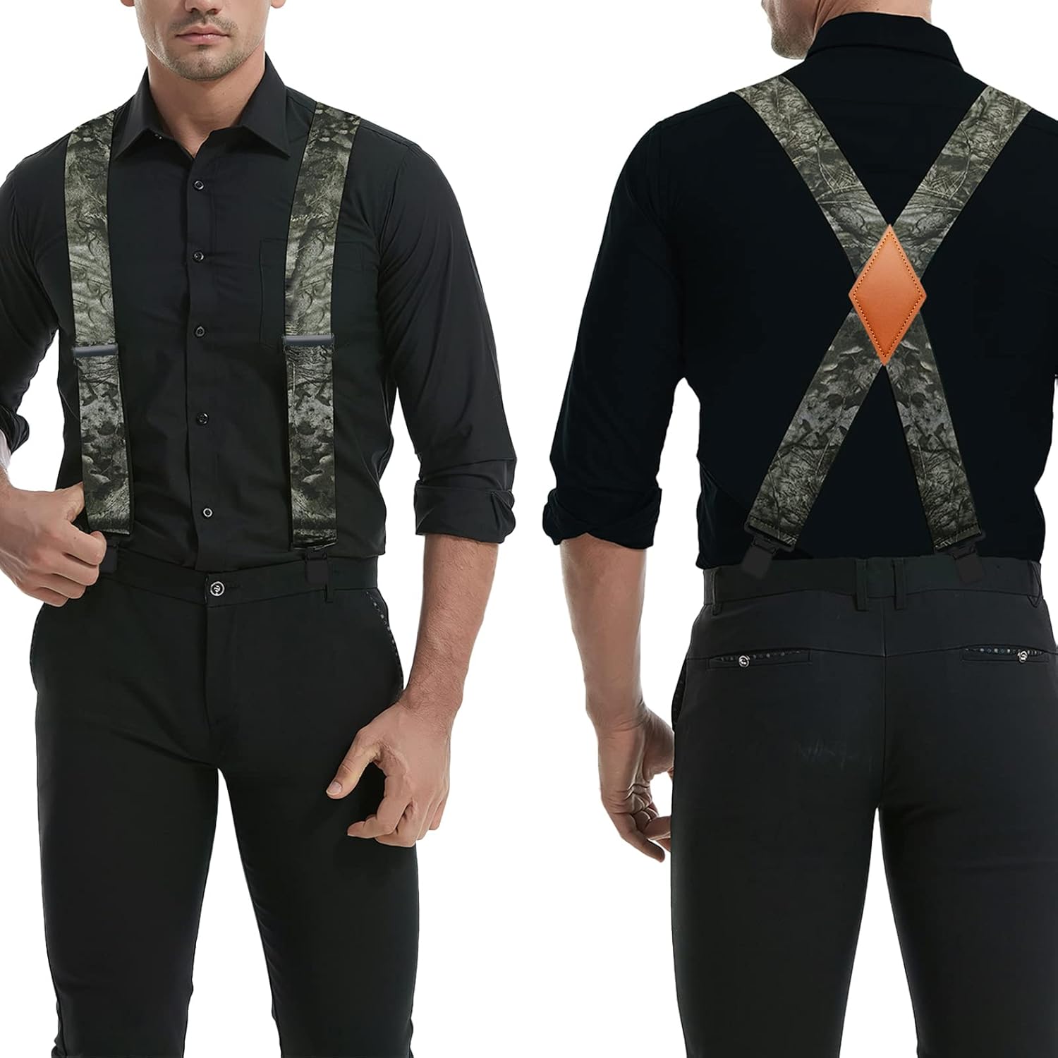 Camo Suspenders for Men - Heavy Duty Clips - Hunting & Work Braces - 2" Men's Suspenders - Image 2