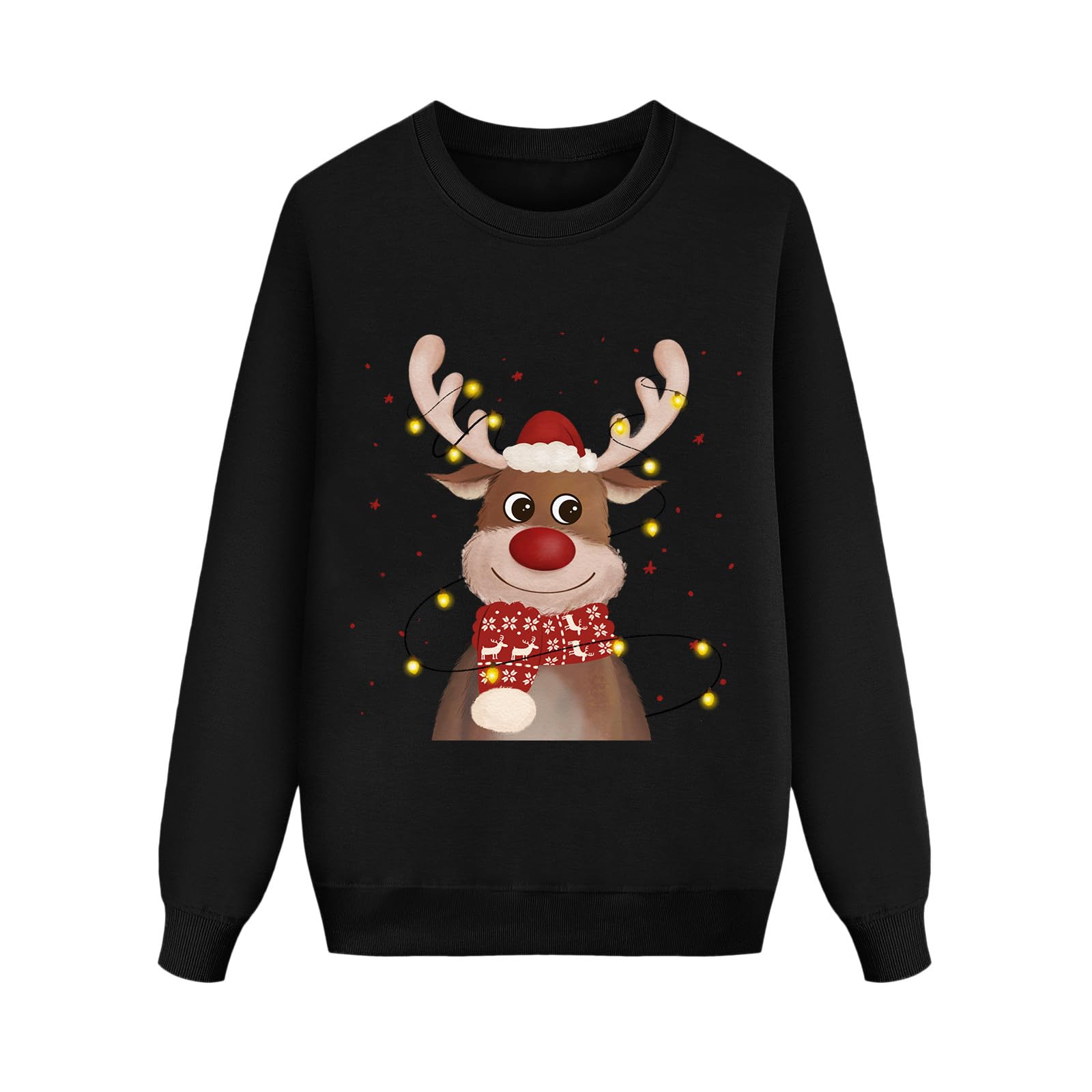 Sweat-shirt De Noël Pour Enfant - Col Rond, Manches Longues - Motifs Rennes, Flocons - Polaire Douce