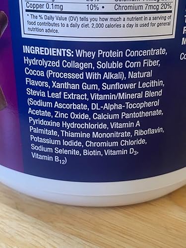 Miniatura 7 de Pure Protein Polvo todo en uno, chocolate rico, suero de leche y colágeno, alto en fibra, vitaminas, sin azúcar añadido, sin OMG, sin gluten, 1.25