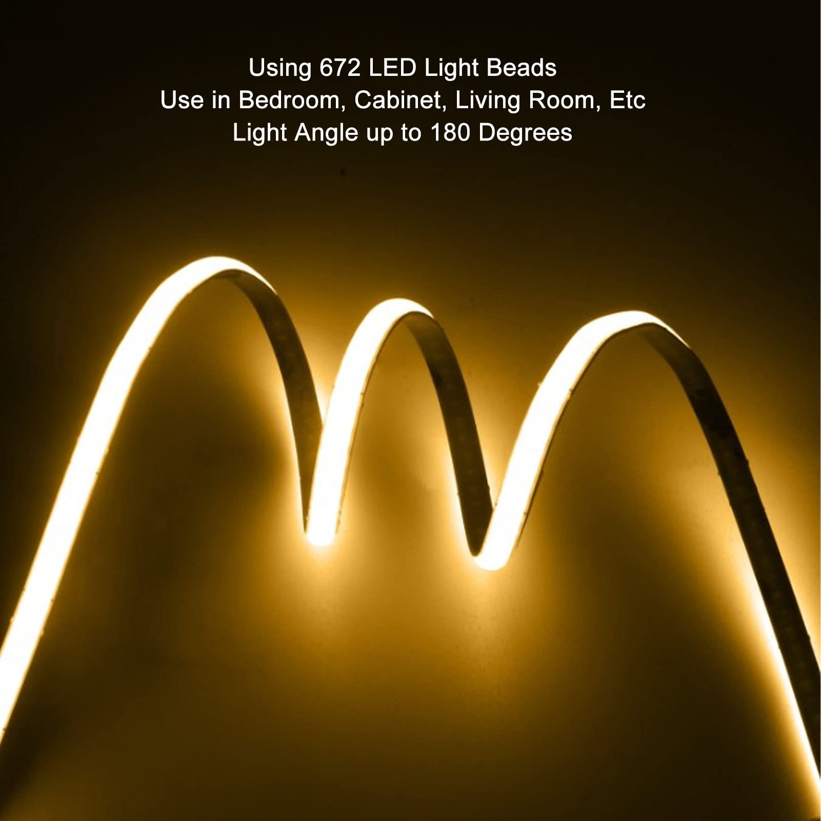 Naroote Tira de Luces LED con 672 Cuentas de Lámpara, Tira de Luces COB Autoadhesiva Flexible de 10M para Decoración Interior del Dormitorio del Hogar, 24V