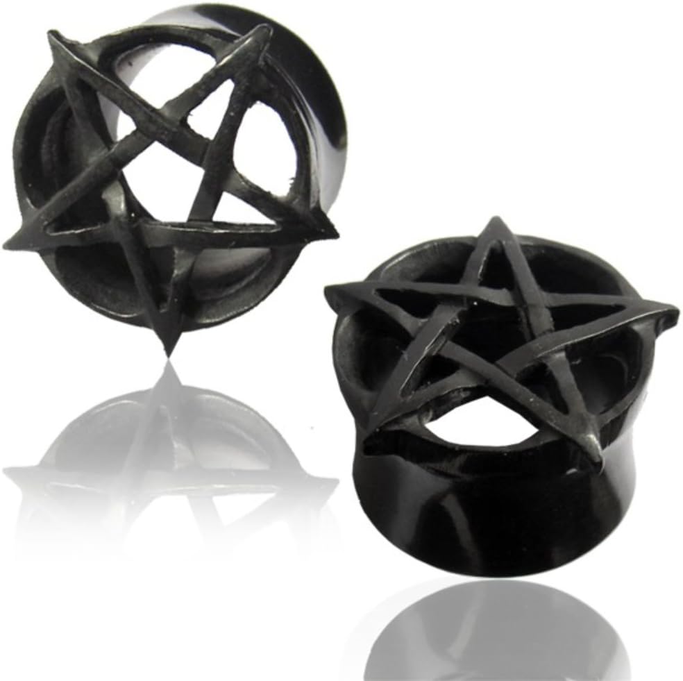 Pentagram Organic Horn Tunnel Handmade Plugs 0ga (8mm)
