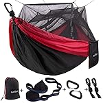 Sunyear Camping Hammock, Portable Single & Double Hammock with Net, 2 Person Hammock Tent with 2 * 10ft Straps, Best for Outdoor Hiking Survival Travel