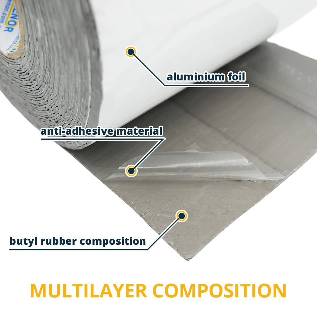 Alenor White RV Roof Butyl Tape 6" Inch x 50’ Ft RV – Pack of 1 - Repair Sealant Tape, Stop Camper Roof Leaks, UV-Resistant, Tent Repair, Weatherproof & Durable for Camper, Trailer, Boat, Trucks