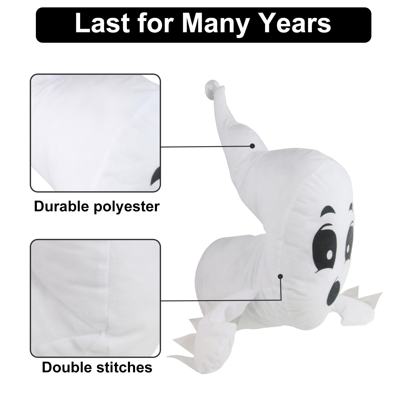 Window Crasher Ghosts-Halloween Window Decorations-Also Walll Decoration Hanging Ghost Outdoor Indoor-Cute Stuffed Ghost Party Decorations Window Broken Halloween White Flying Ghost 2Pcs