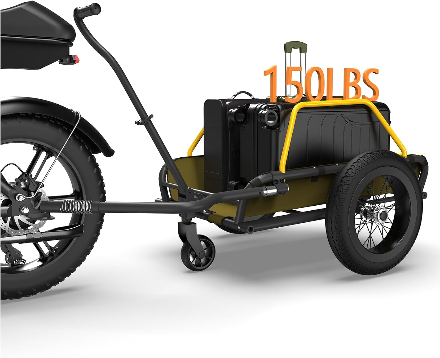 MOVCAN 2 in 1 Bike Cargo Trailer and Wagon Cart, Bike Trailer with 360°Swivel Caster, Supports up to 150 lbs, Detachable Bicycle Trailers with 16"×3" Fat tire, Quick Release Wheel & Double Suspension