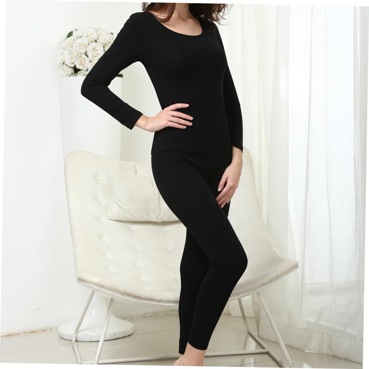 LIFKOME 2pezzi Biancheria Intima Termica da Donna Set di Mutande Lunghe e Pantaloni in Cotone e Spandex Morbidi Caldo e Confortevole per Inverno Indoor e Outdoor