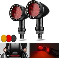 Vista 8 de Luz de señal de giro trasera tipo bala para motocicleta, 4 cables, indicador LED compatible con Chopper Bobber Harley Softail Iron Cruiser Honda