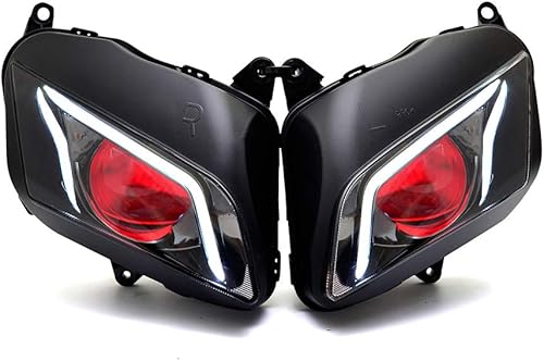 Miniatura 2 de KT Ensamble de faros LED para CBR600RR 2007-2012 Red Demon Eyes Custom Modificed Motorcycle Sportbike Front Head Lamp HighLow Beam DRL Fibra óptica